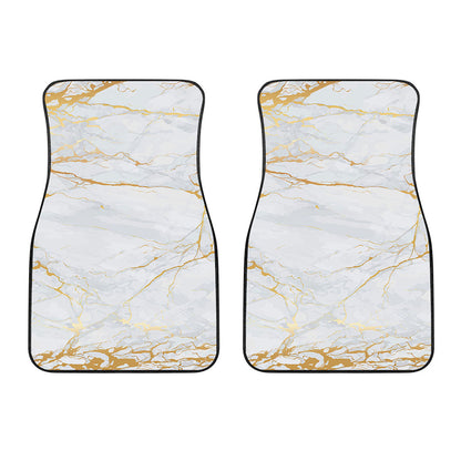 White Gold Scratch Marble Print Front Car Floor Mats