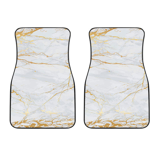 White Gold Scratch Marble Print Front Car Floor Mats