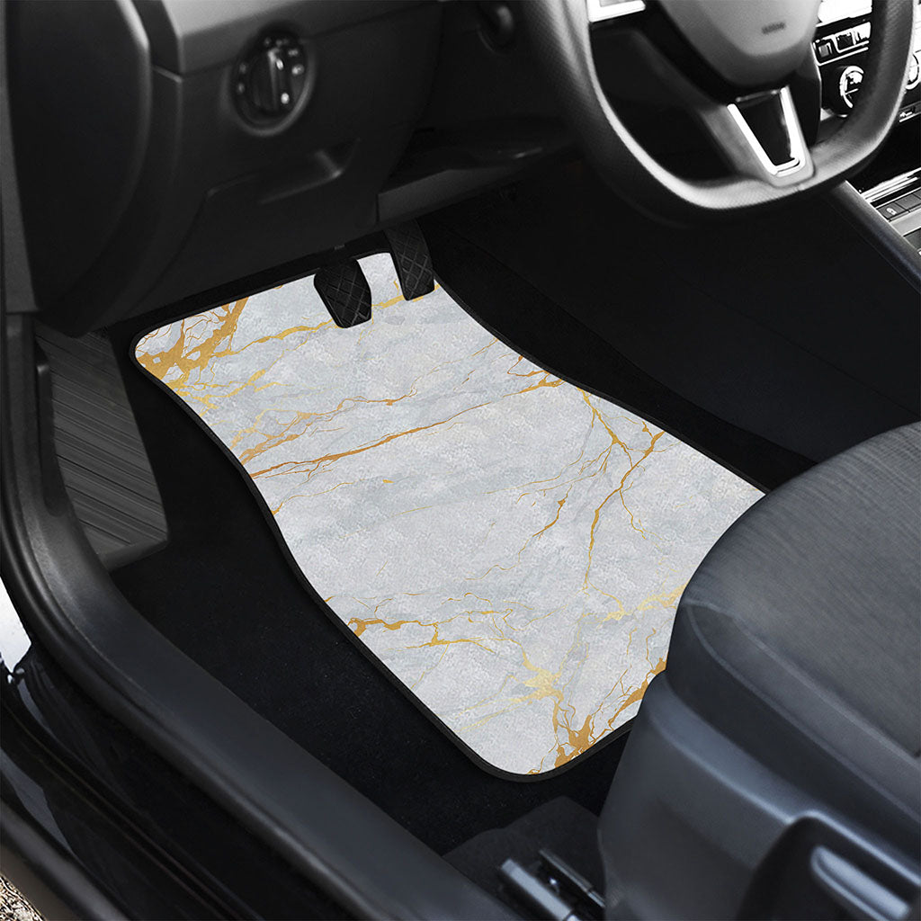White Gold Scratch Marble Print Front Car Floor Mats