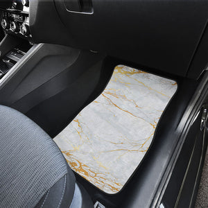 White Gold Scratch Marble Print Front Car Floor Mats
