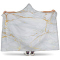 White Gold Scratch Marble Print Hooded Blanket