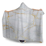 White Gold Scratch Marble Print Hooded Blanket