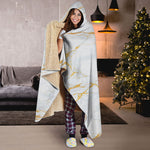 White Gold Scratch Marble Print Hooded Blanket
