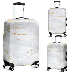 White Gold Scratch Marble Print Luggage Cover GearFrost