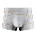 White Gold Scratch Marble Print Men's Boxer Briefs