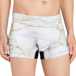 White Gold Scratch Marble Print Men's Boxer Briefs