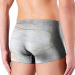 White Gold Scratch Marble Print Men's Boxer Briefs