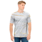 White Gold Scratch Marble Print Men's T-Shirt