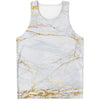 White Gold Scratch Marble Print Men's Tank Top