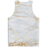 White Gold Scratch Marble Print Men's Tank Top