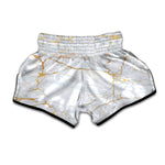 White Gold Scratch Marble Print Muay Thai Boxing Shorts
