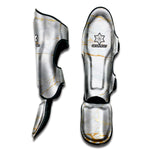 White Gold Scratch Marble Print Muay Thai Shin Guard