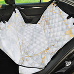 White Gold Scratch Marble Print Pet Car Back Seat Cover