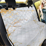 White Gold Scratch Marble Print Pet Car Back Seat Cover