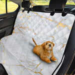 White Gold Scratch Marble Print Pet Car Back Seat Cover