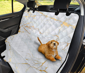 White Gold Scratch Marble Print Pet Car Back Seat Cover