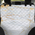 White Gold Scratch Marble Print Pet Car Back Seat Cover