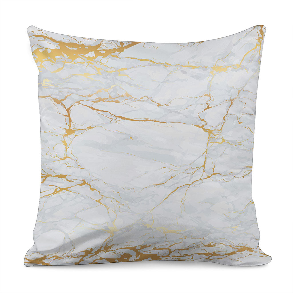 White Gold Scratch Marble Print Pillow Cover