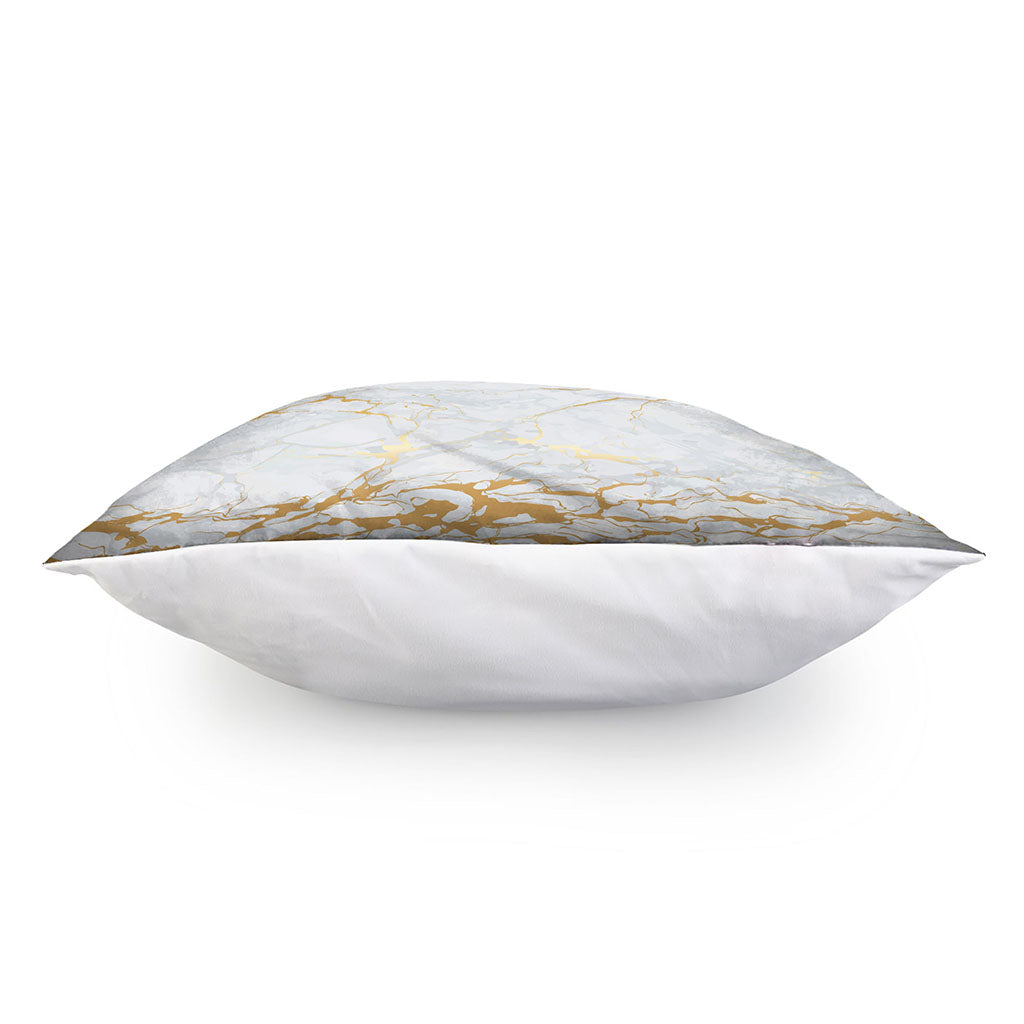 White Gold Scratch Marble Print Pillow Cover