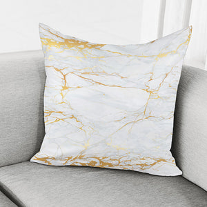 White Gold Scratch Marble Print Pillow Cover