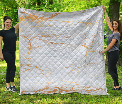 White Gold Scratch Marble Print Quilt