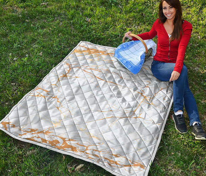 White Gold Scratch Marble Print Quilt
