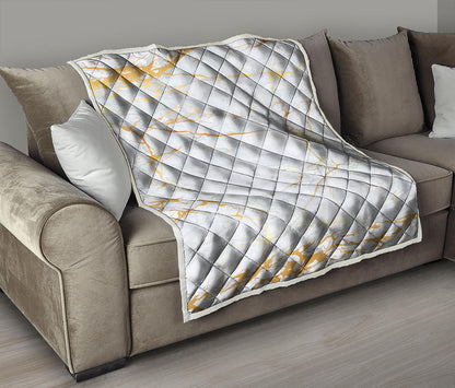 White Gold Scratch Marble Print Quilt