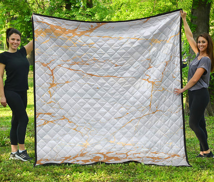 White Gold Scratch Marble Print Quilt