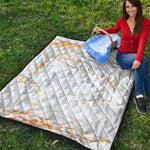 White Gold Scratch Marble Print Quilt