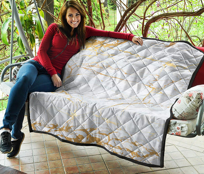 White Gold Scratch Marble Print Quilt