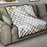 White Gold Scratch Marble Print Quilt