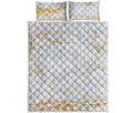 White Gold Scratch Marble Print Quilt Bed Set