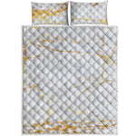 White Gold Scratch Marble Print Quilt Bed Set