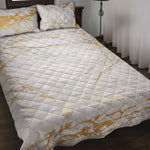 White Gold Scratch Marble Print Quilt Bed Set