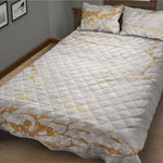 White Gold Scratch Marble Print Quilt Bed Set