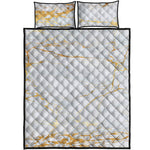 White Gold Scratch Marble Print Quilt Bed Set