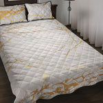 White Gold Scratch Marble Print Quilt Bed Set