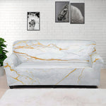 White Gold Scratch Marble Print Sofa Cover