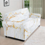 White Gold Scratch Marble Print Sofa Cover