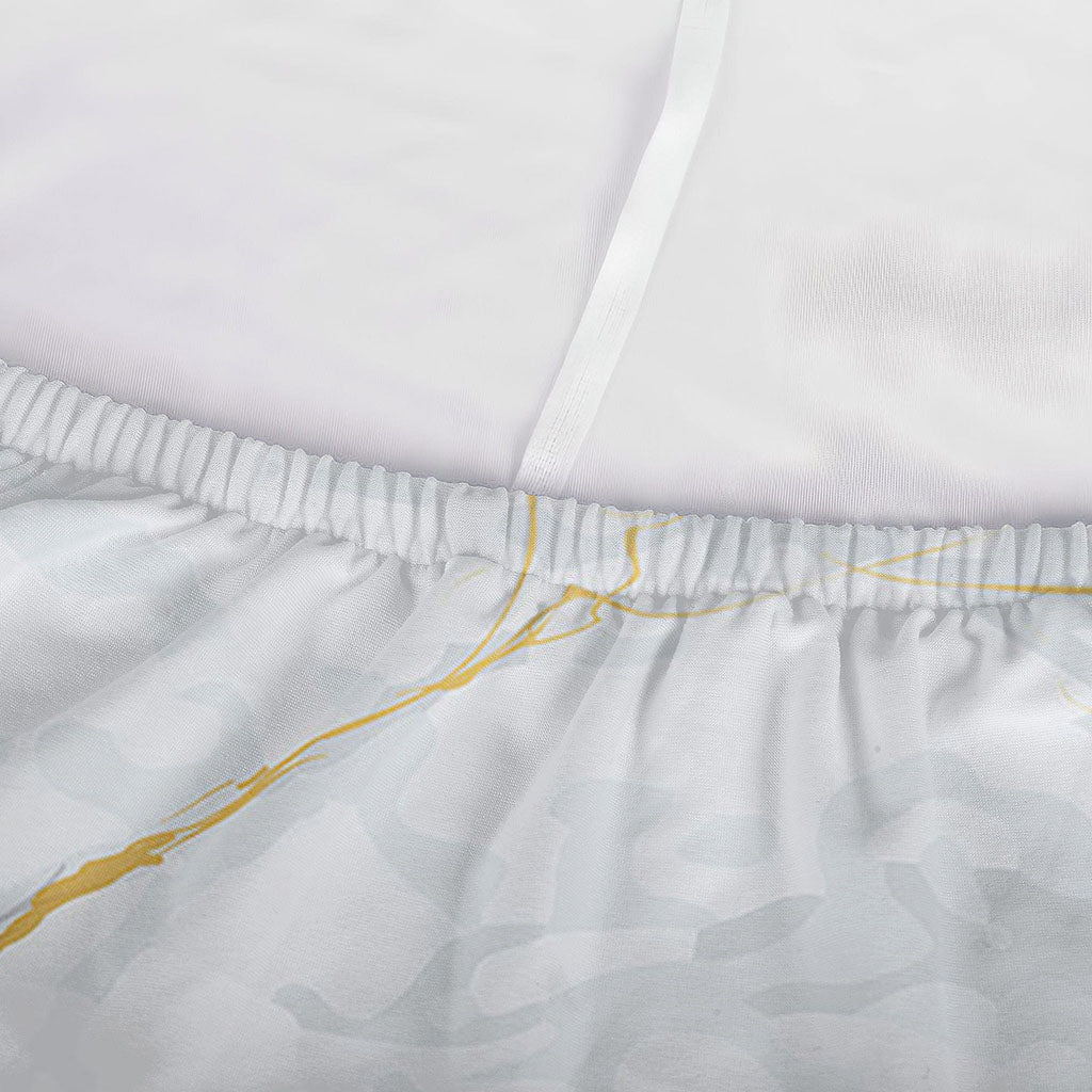 White Gold Scratch Marble Print Sofa Cover