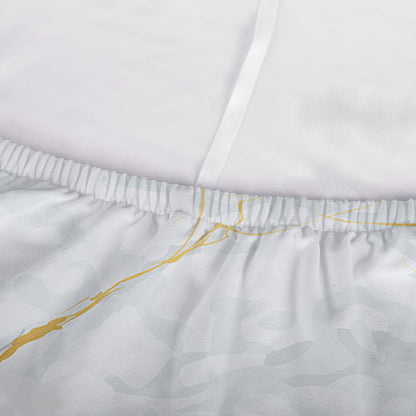 White Gold Scratch Marble Print Sofa Cover