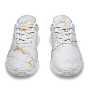 White Gold Scratch Marble Print Sport Shoes GearFrost