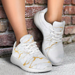 White Gold Scratch Marble Print Sport Shoes GearFrost