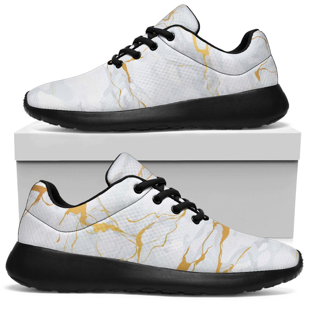 White Gold Scratch Marble Print Sport Shoes GearFrost