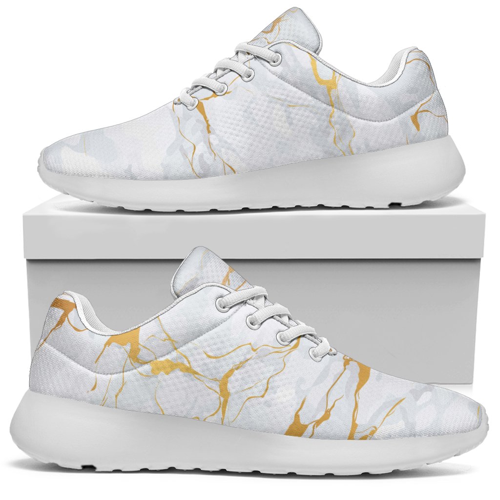 White Gold Scratch Marble Print Sport Shoes GearFrost