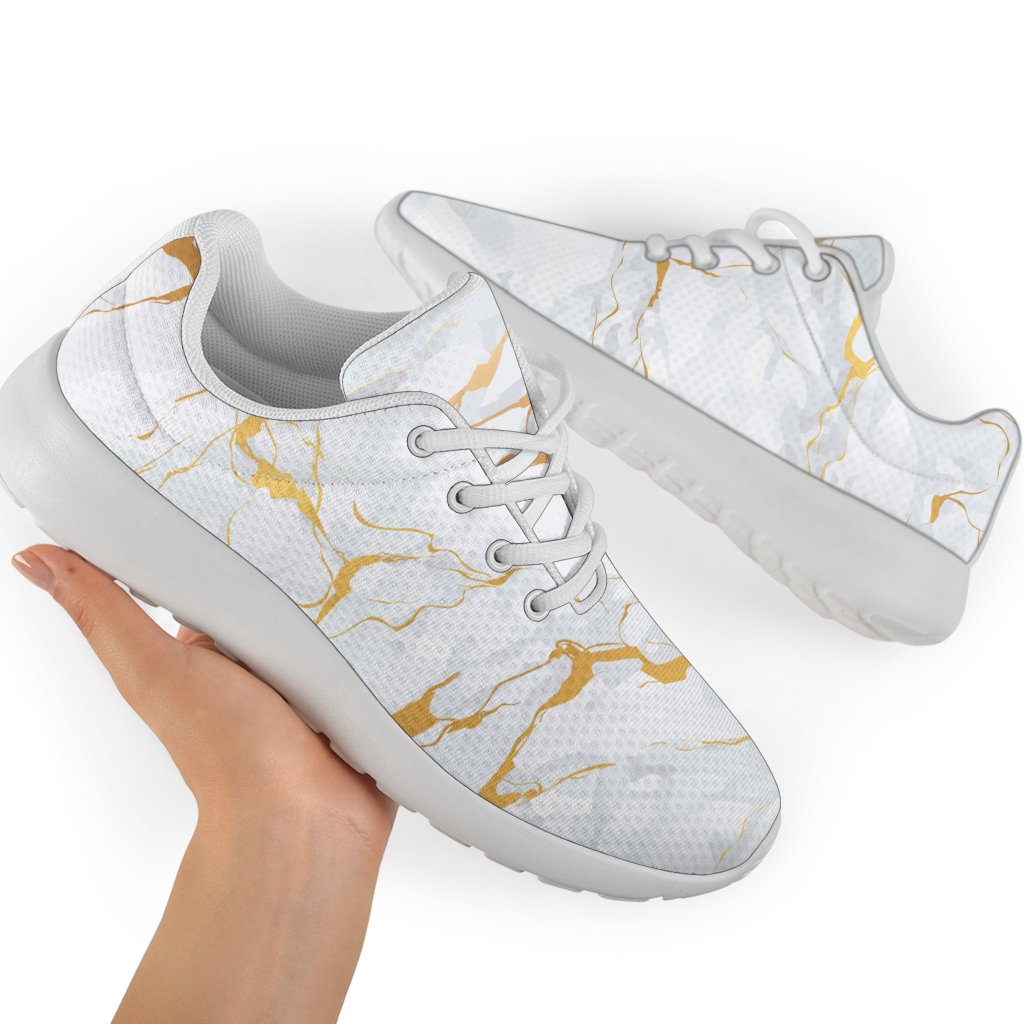 White Gold Scratch Marble Print Sport Shoes GearFrost