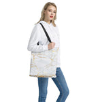 White Gold Scratch Marble Print Tote Bag