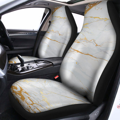 White Gold Scratch Marble Print Universal Fit Car Seat Covers