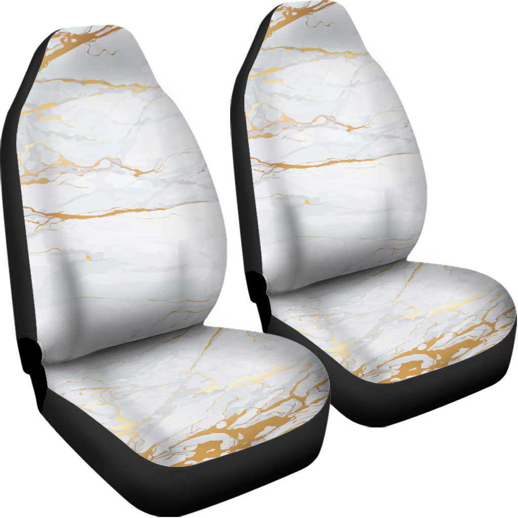White Gold Scratch Marble Print Universal Fit Car Seat Covers