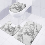 White Gray Marble Print 3 Piece Bath Mat Set